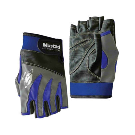 Mustad GL004 Half Finger Glove - Black/Grey/Blue