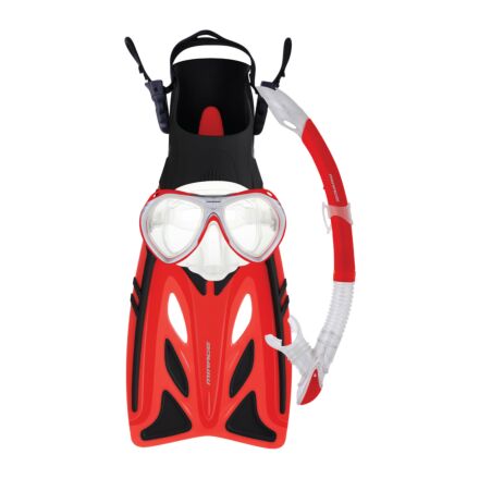 Mirage FSet44 Crystal Junior Mask, Snorkel & Fin Set - Red
